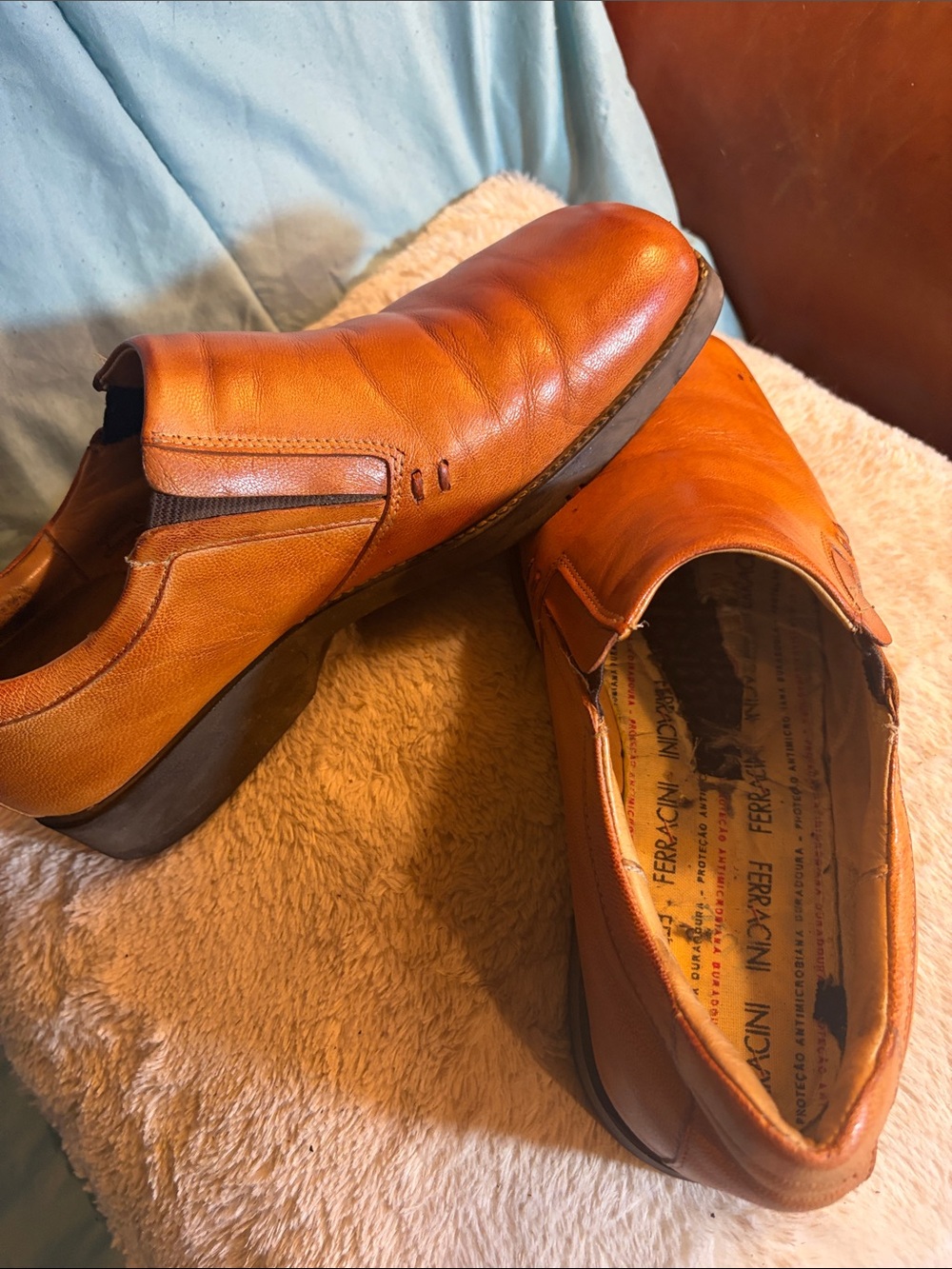 Men’s Tan Leather Slip-On Loafers
